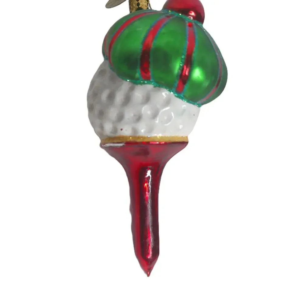 Vtg Christopher Radko My Tee Cute Tee Golf Ball & Tee Hand-Blown Glass Ornament